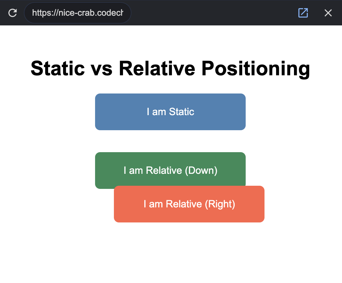 Task - Static vs Relative Positioning in CSS