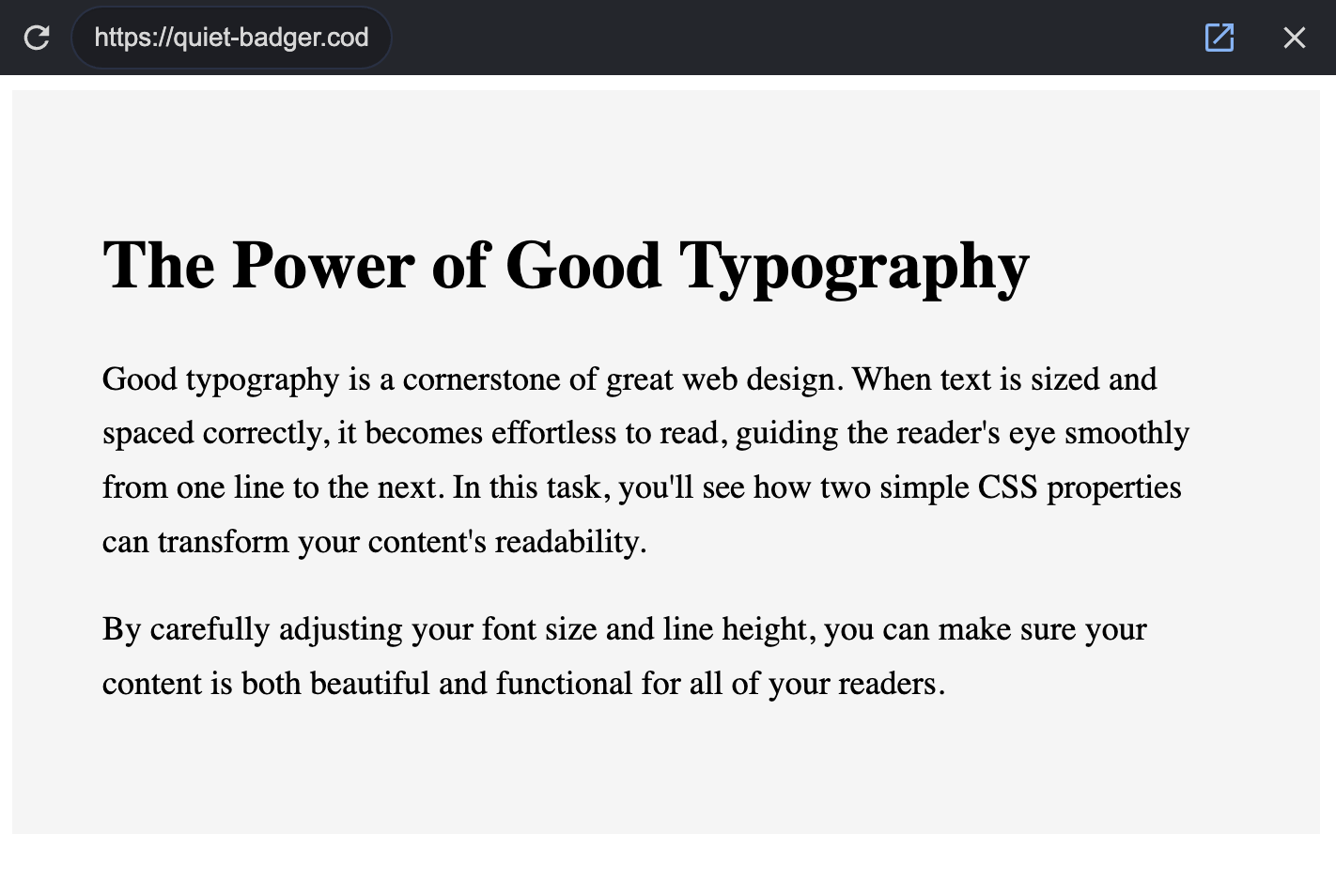 Task - Style a Blog Post for Readability in CSS
