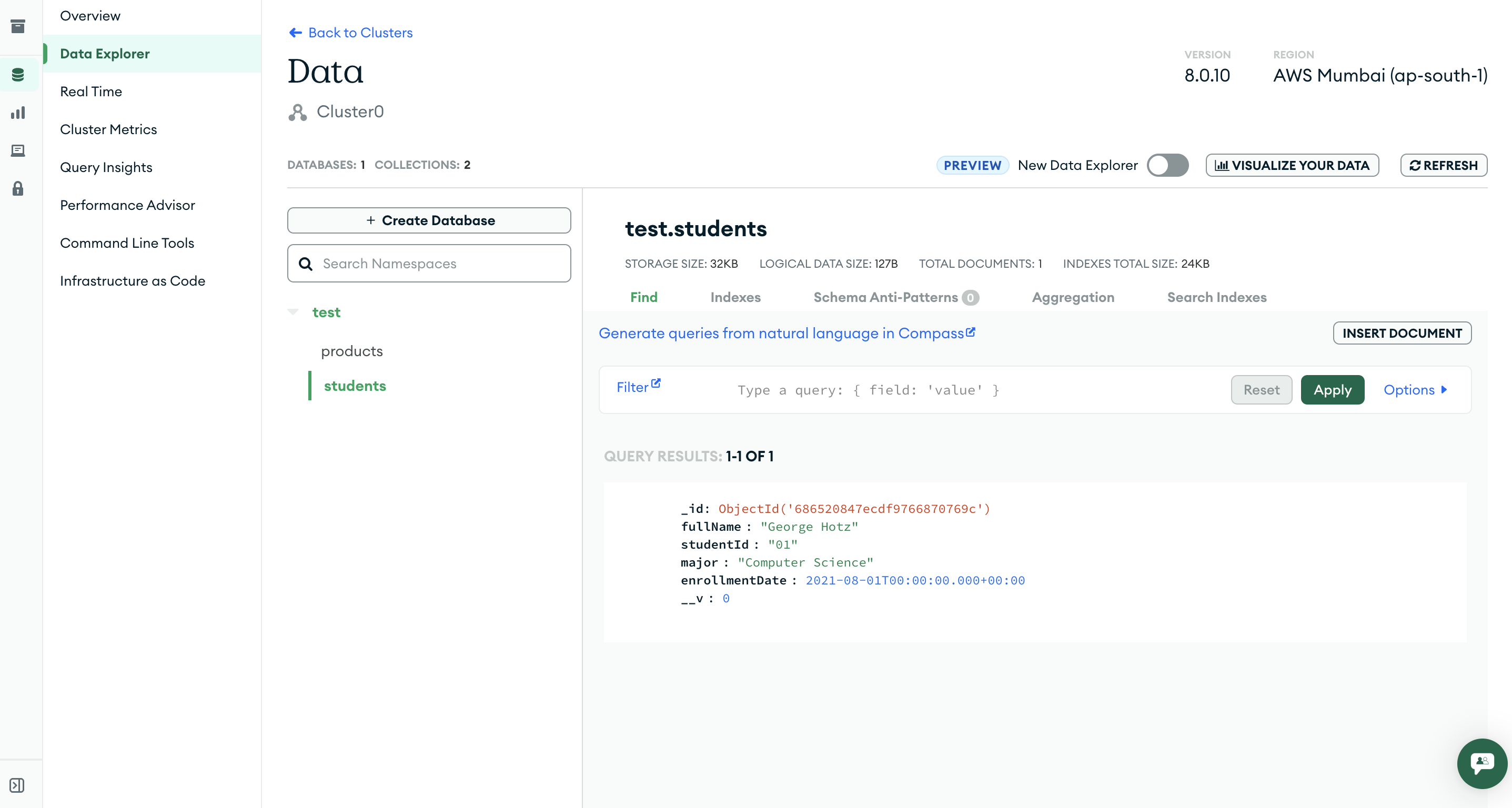 Create and read operations practice in Back-end development using Node JS