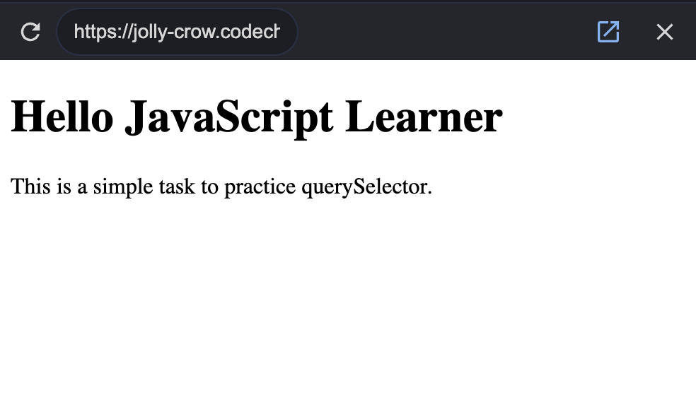 Update the main heading text in Web development using JavaScript