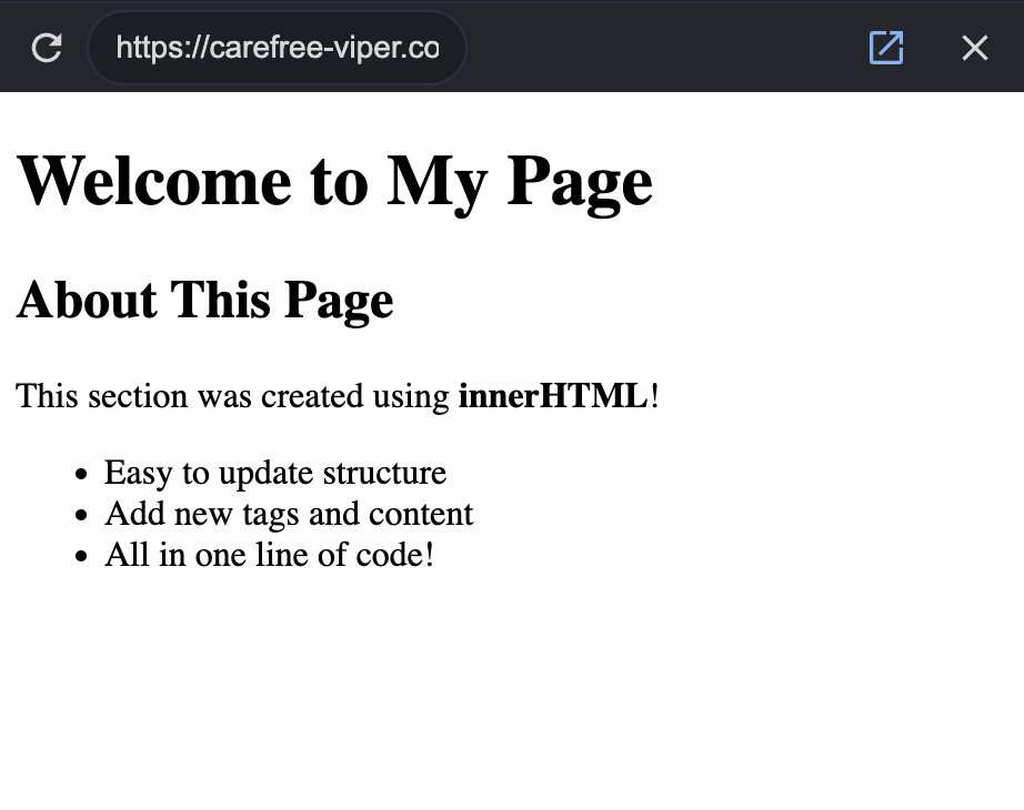 Replace Page Content with innerHTML in Web development using JavaScript