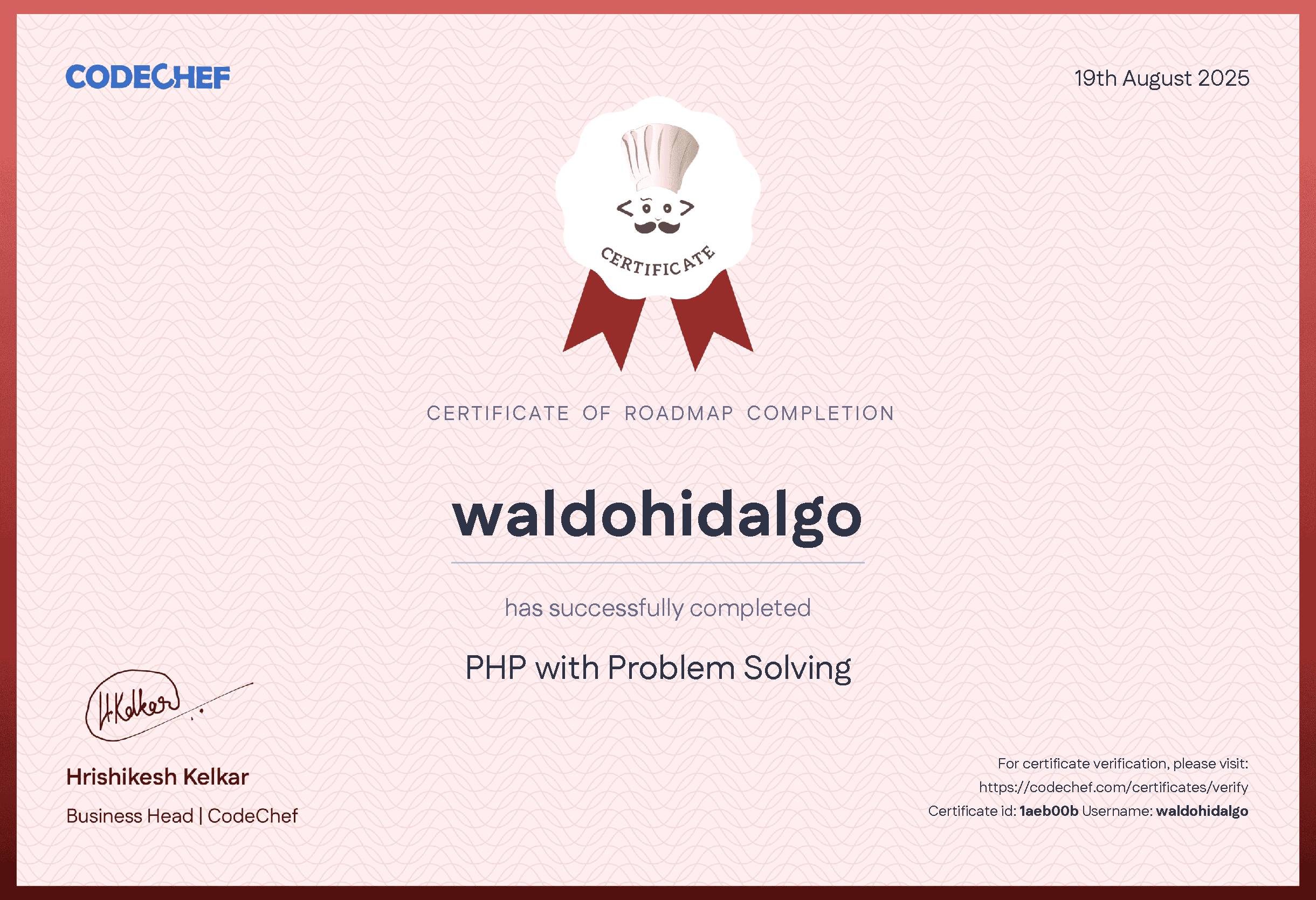 Awarded to waldohidalgo
