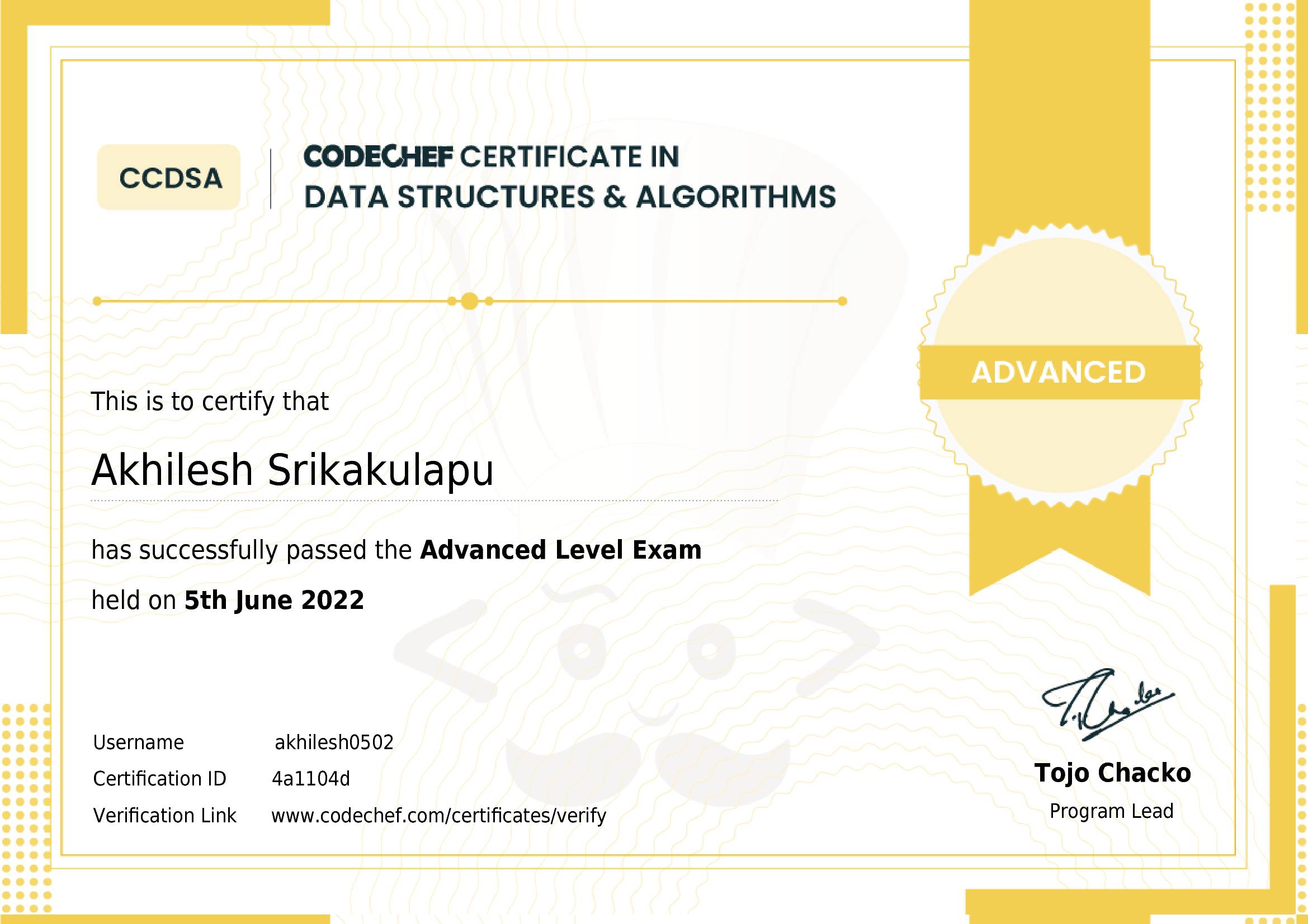 Awarded to Akhilesh Srikakulapu