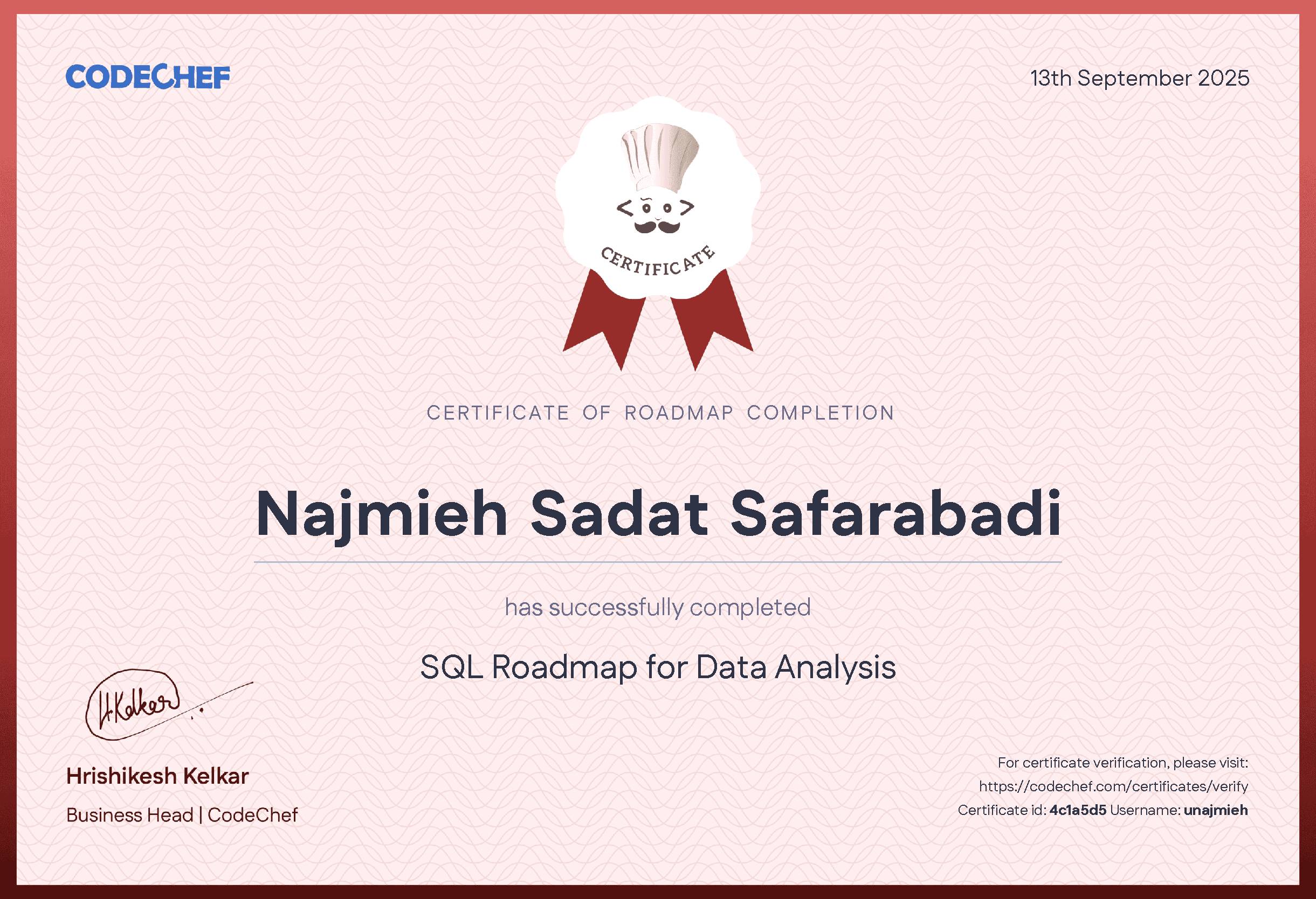 Awarded to Najmieh Sadat Safarabadi