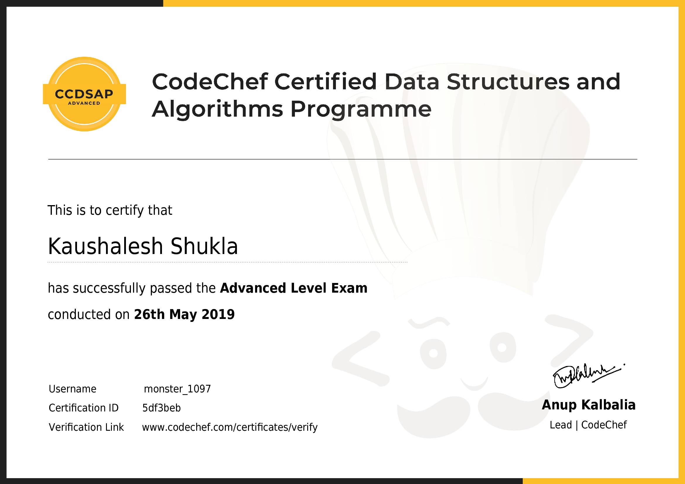 Awarded to Kaushalesh Shukla