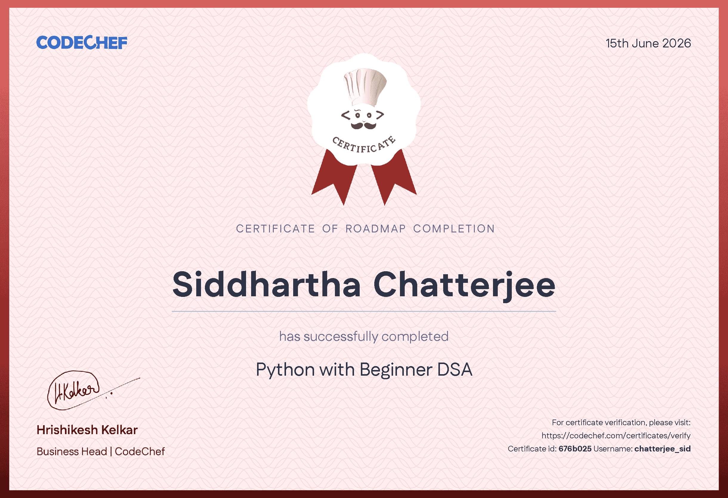 Awarded to Siddhartha Chatterjee 