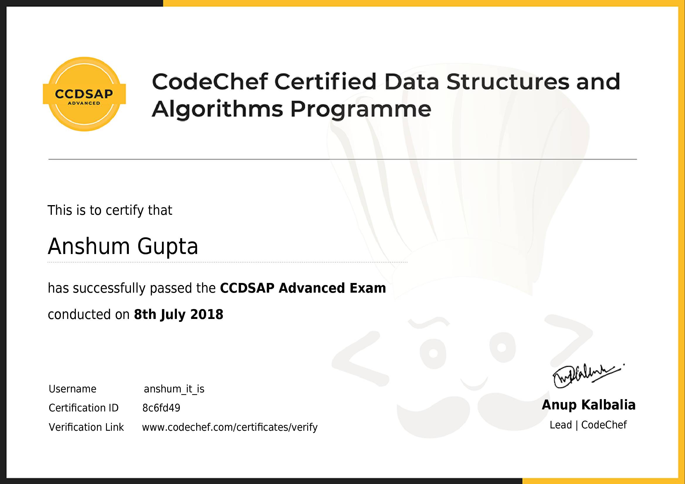 Awarded to Anshum Gupta