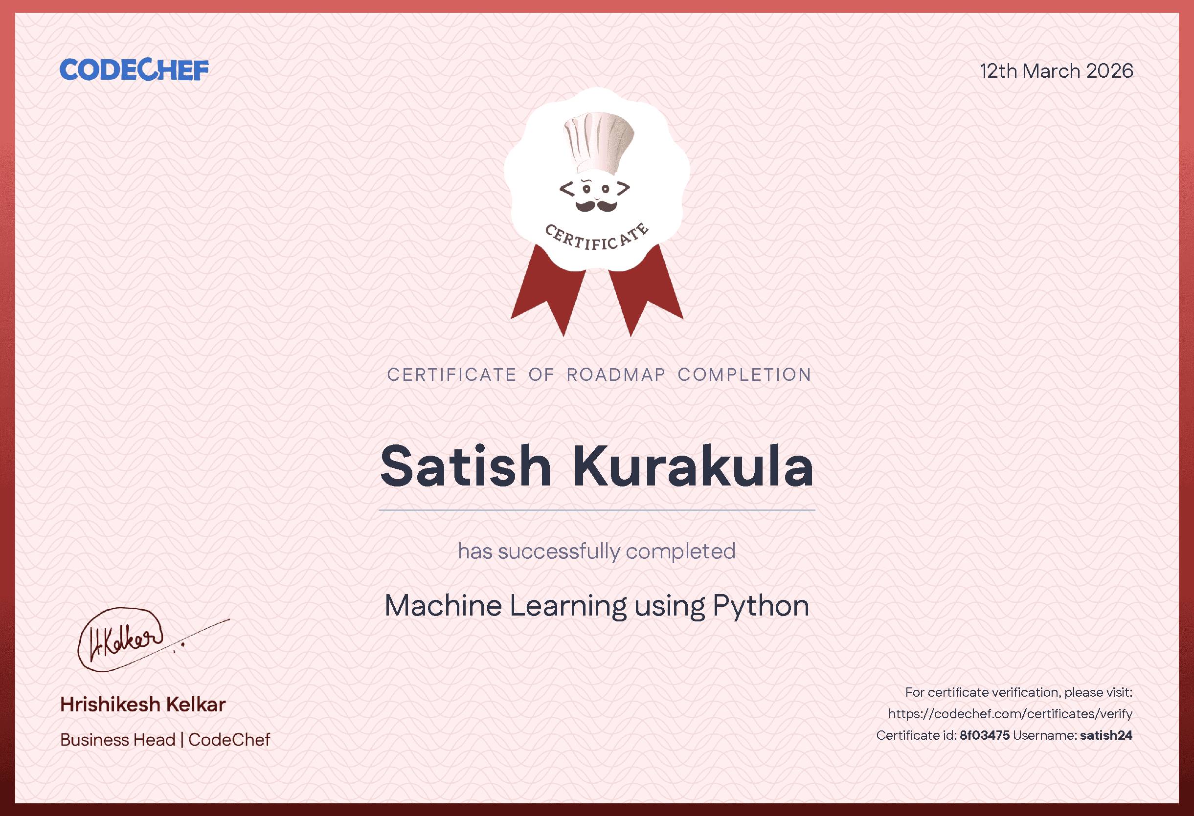 Awarded to Satish Kurakula