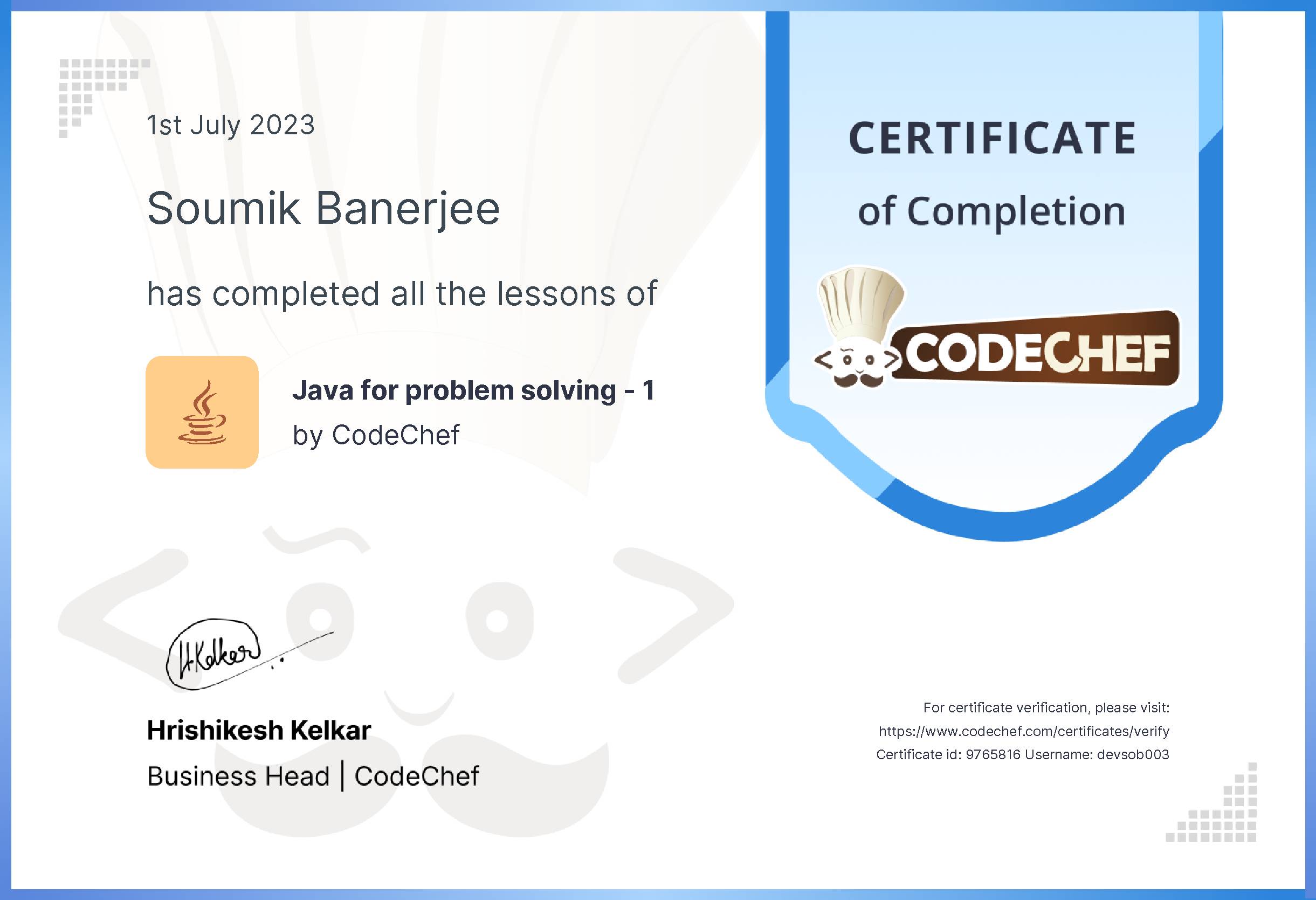 Awarded to Soumik Banerjee