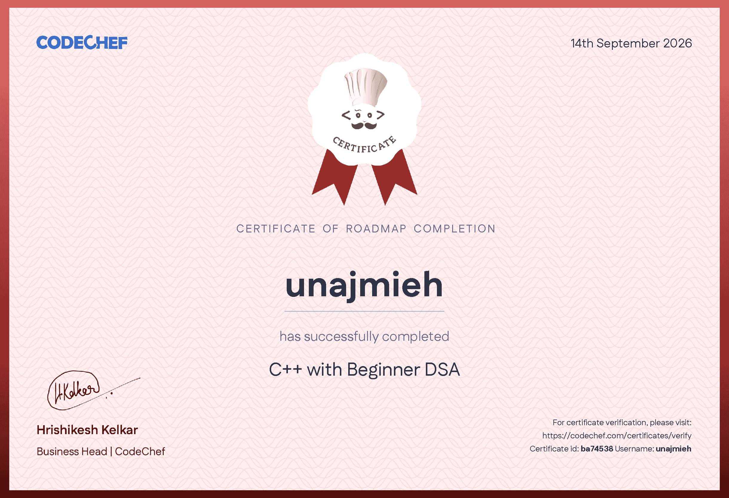 Awarded to unajmieh