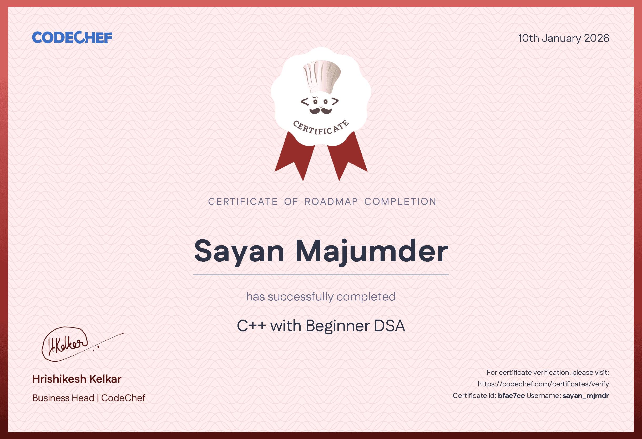 Awarded to Sayan Majumder