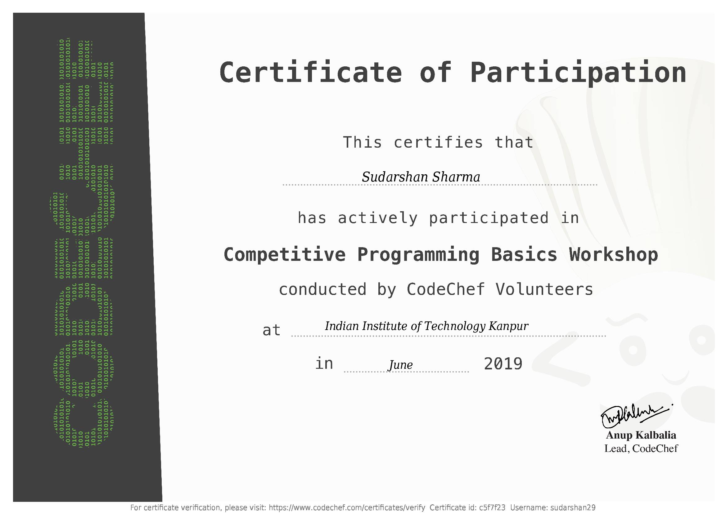 Awarded to Sudarshan Sharma