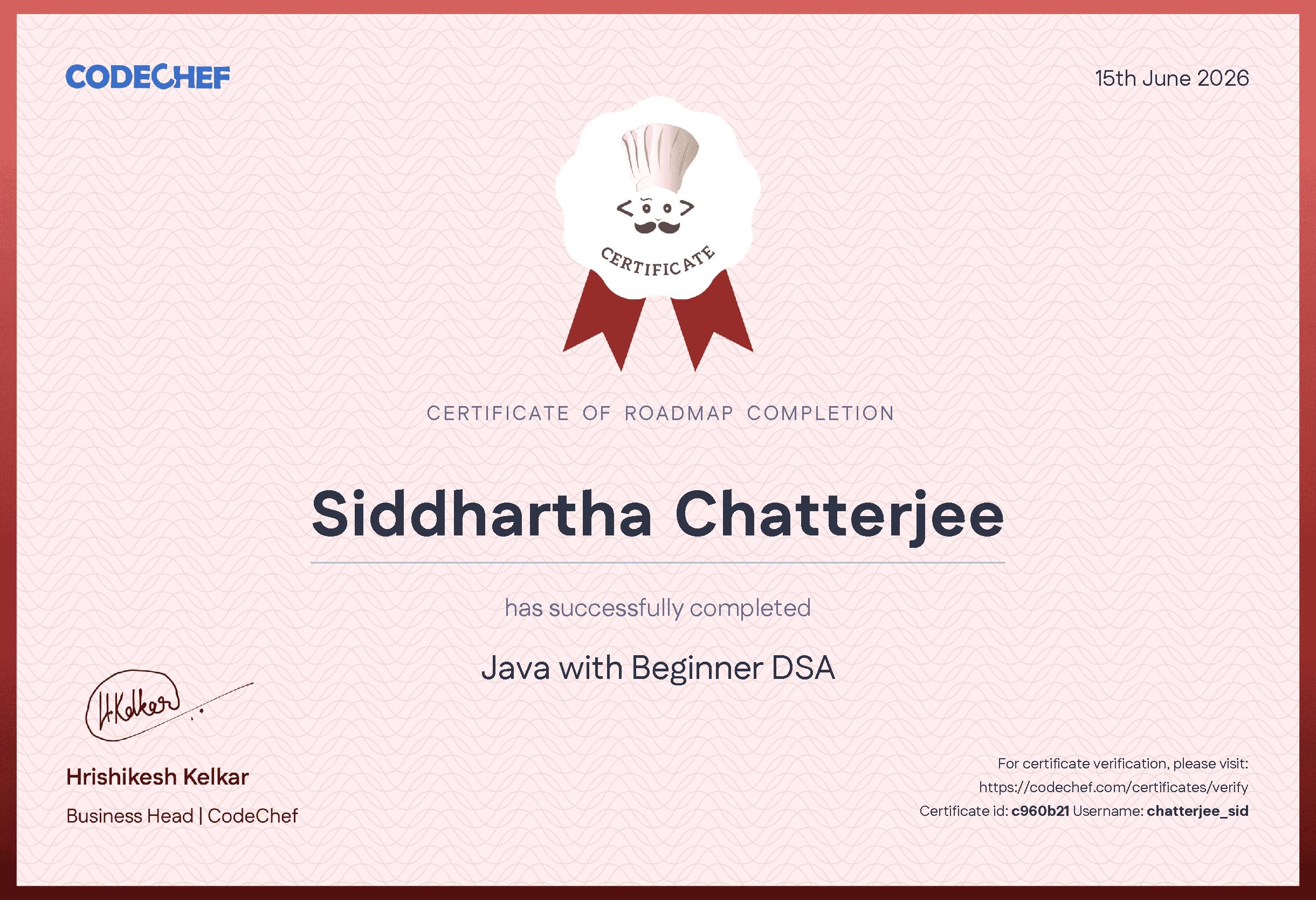Awarded to Siddhartha Chatterjee 