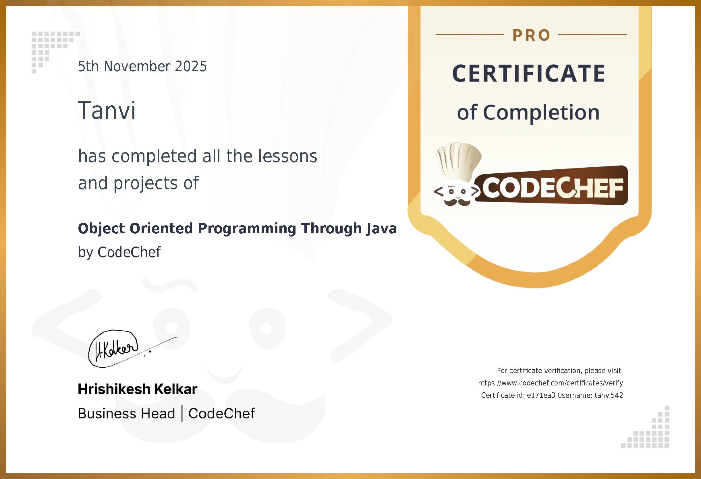 Awarded to Tanvi  for completing <a href='/learn/course/bvrit-oopsjv-s1-2025'>Object Oriented Programming Through Java</a>