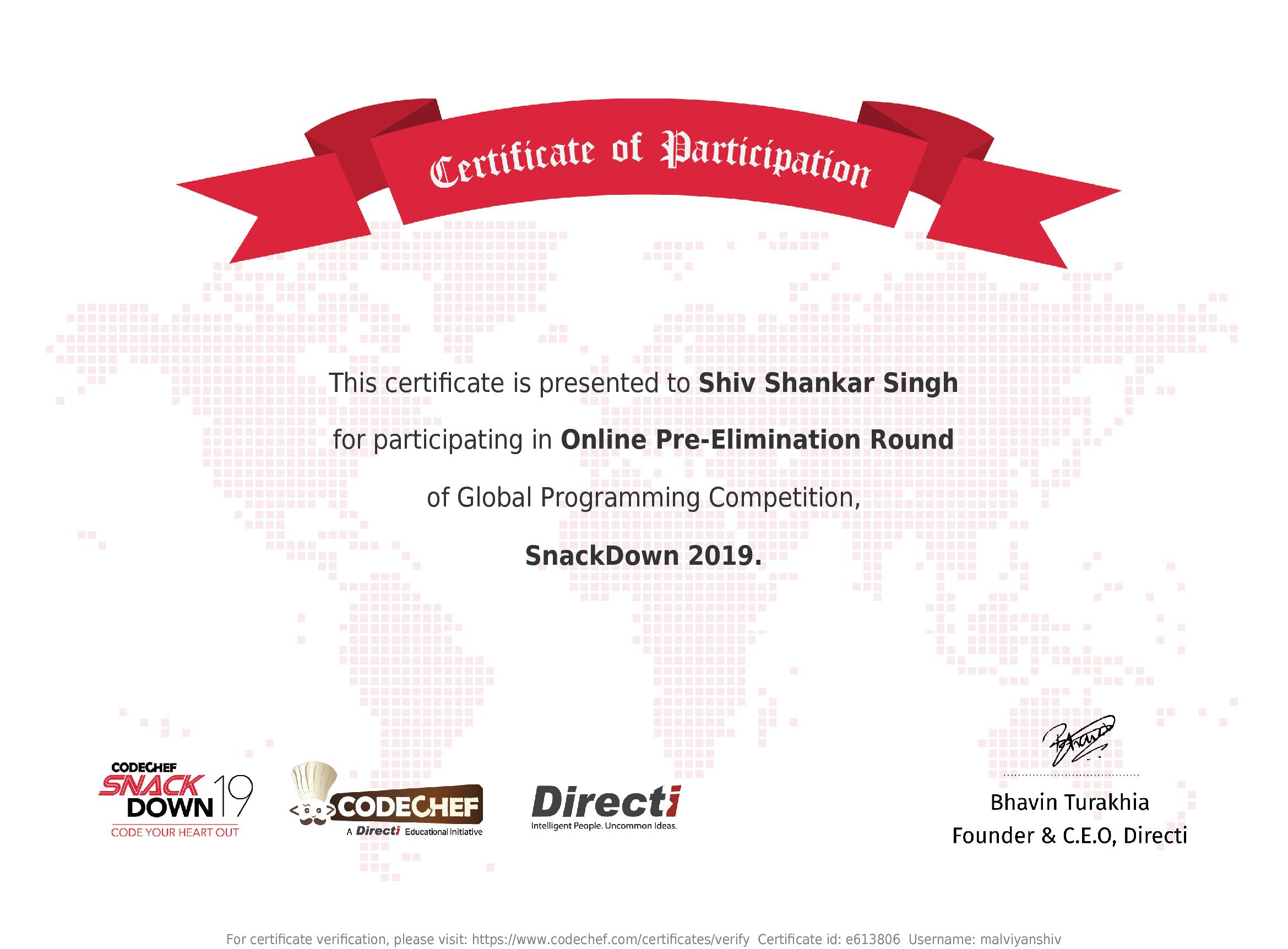 Awarded to Shiv Shankar Singh