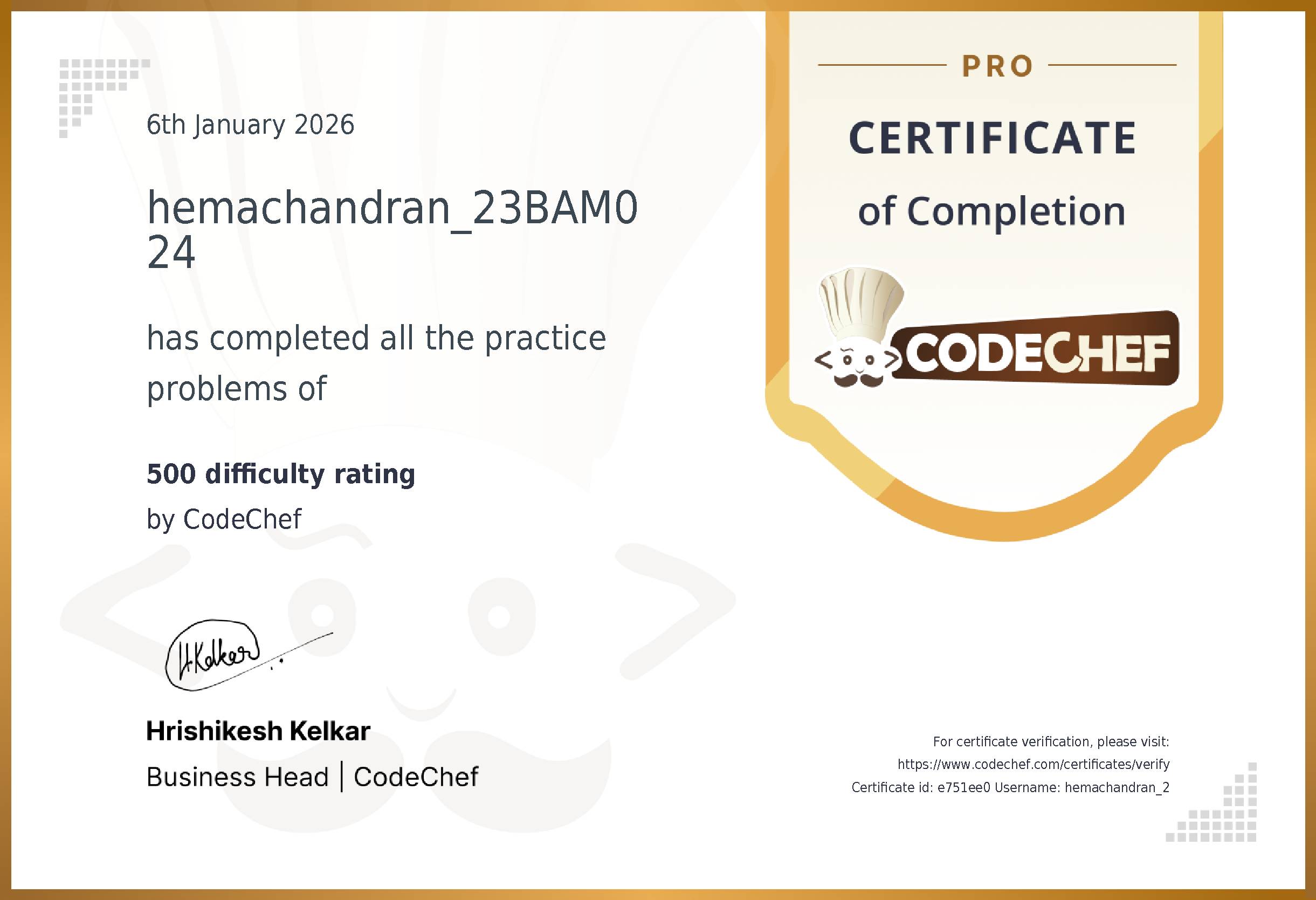 Awarded to hemachandran_23BAM024 for completing <a href='/practice/basic-programming-concepts'>500 difficulty rating</a>
