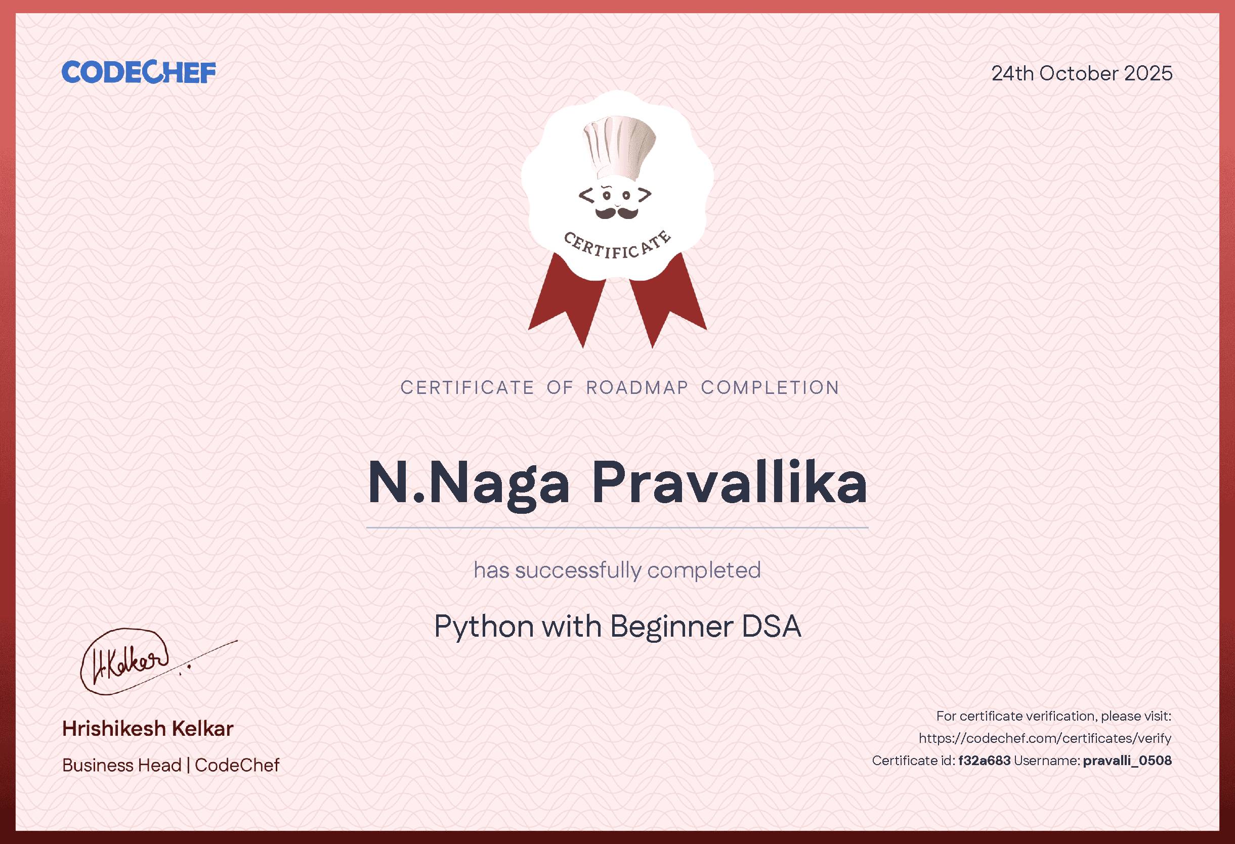 Awarded to N.Naga Pravallika