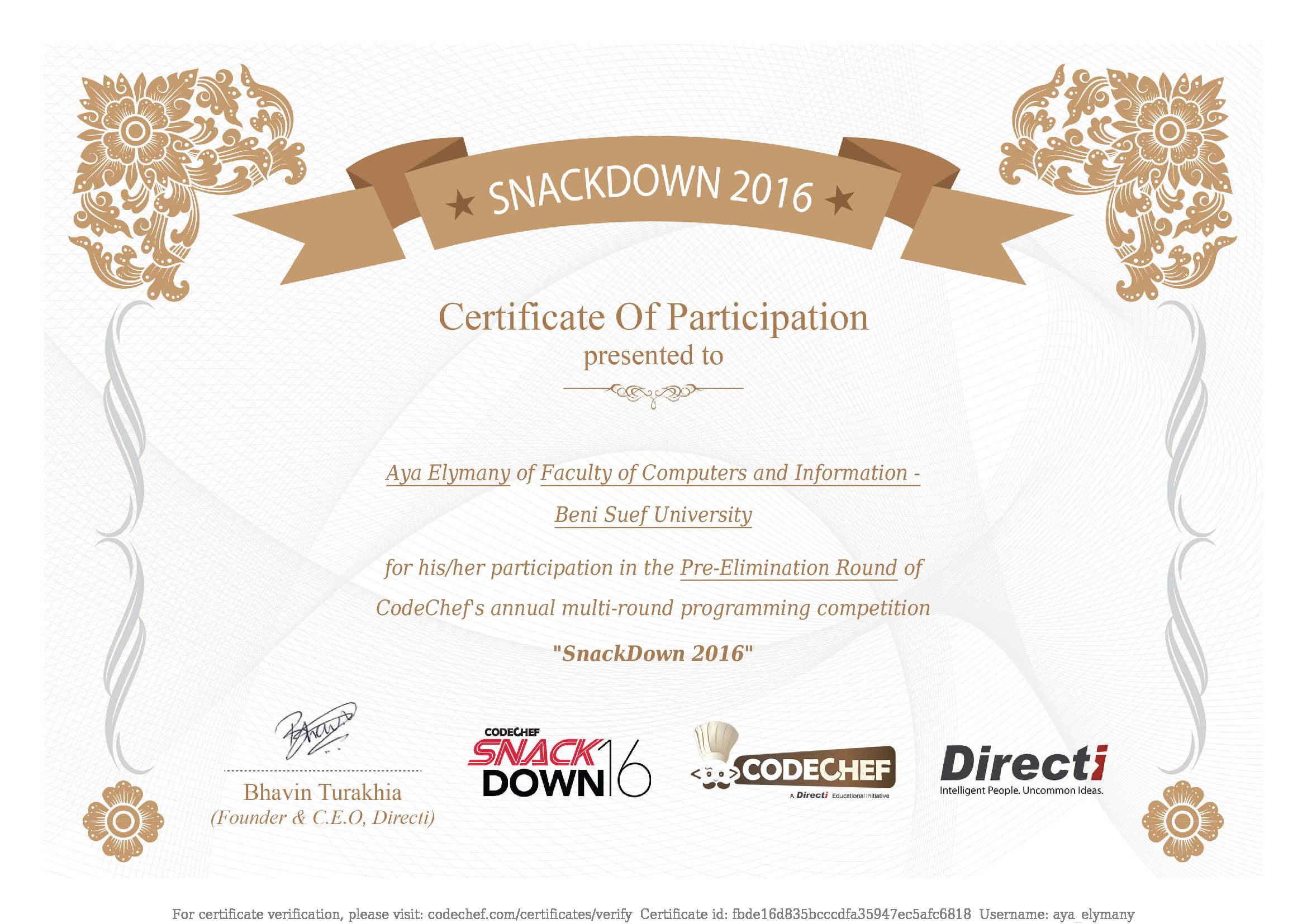 Awarded to Aya Elymany